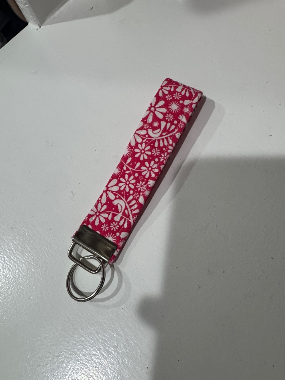 Floral Pink Fabric Key Fob Wristlet - Women Accessories